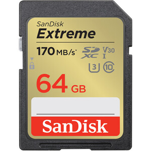 Karta pamięci Sandisk Extreme 64GB SDXC 170/80 MB/s C10 V30 UHS-I U3 4K (SDSDXV2-064G-ANCIN)