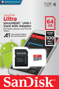 Karta SanDisk Ultra Android microSDXC UHS-I 64GB 100MB/s A1 Class 10 + Adapter SD (SDSQUAR-064G-GN6MA)