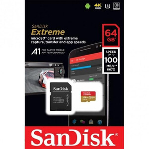 Karta SanDisk Extreme microSDXC 64GB 100/60 MB/s A1 C10 V30 UHS-I U3 Mobile (SDSQXAF-064G-GN6MA)
