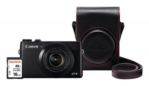 Aparat cyfrowy Canon PowerShot G7X Premium Kit+ skórzany pokrowiec Canon + karta Sandisk 16GB 80MB