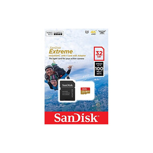 Karta pamięci SanDisk microSDXC 32GB EXTREME 100MB/s A1 C10 V30 UHS-I U3 + adapter SD (doskonała do kamer sportowych) SDSQXAF-032G-GN6AA
